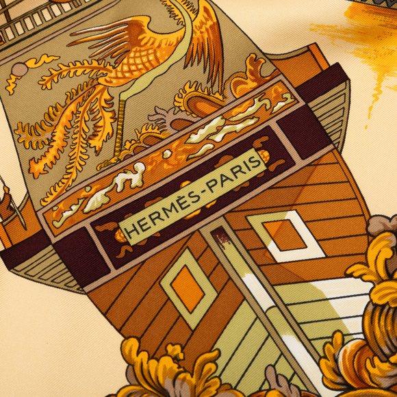 Pre-Loved Hermes Jonques Et Sampans Silk Scarf - Picture 6 of 7